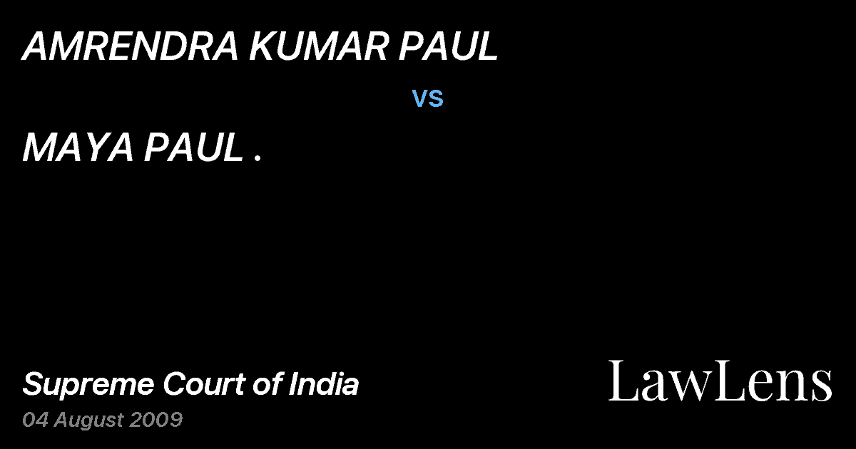 Preview image for AMRENDRA KUMAR PAUL vs. MAYA PAUL .