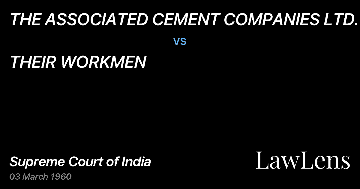 Preview image for THE ASSOCIATED CEMENT COMPANIES LTD. vs. THEIR WORKMEN
