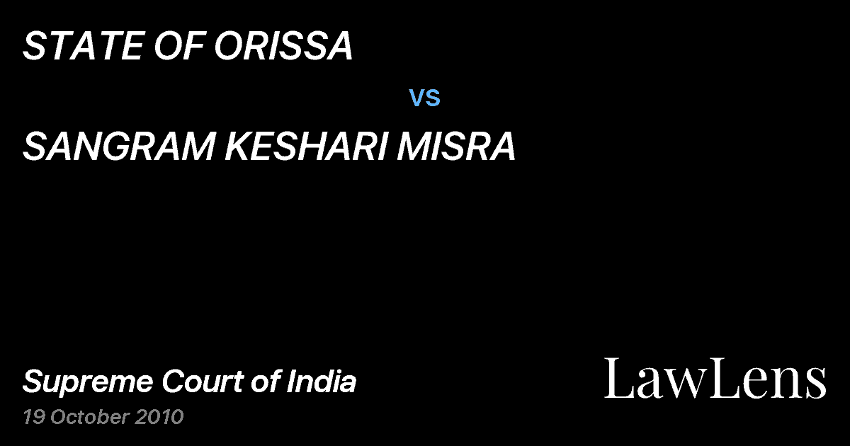 Preview image for STATE OF ORISSA vs. SANGRAM KESHARI MISRA