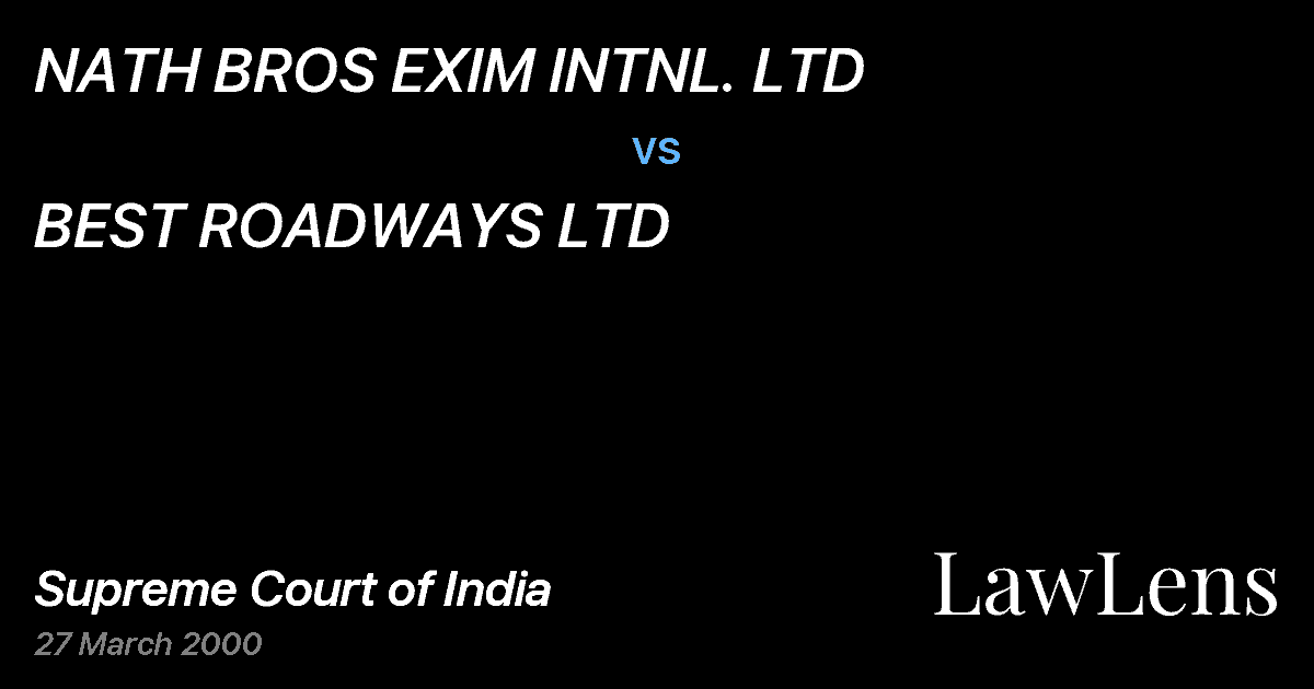 Preview image for NATH BROS EXIM INTNL. LTD vs. BEST ROADWAYS LTD