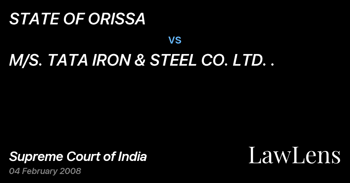 Preview image for STATE OF ORISSA vs. M/S. TATA IRON & STEEL CO. LTD. .