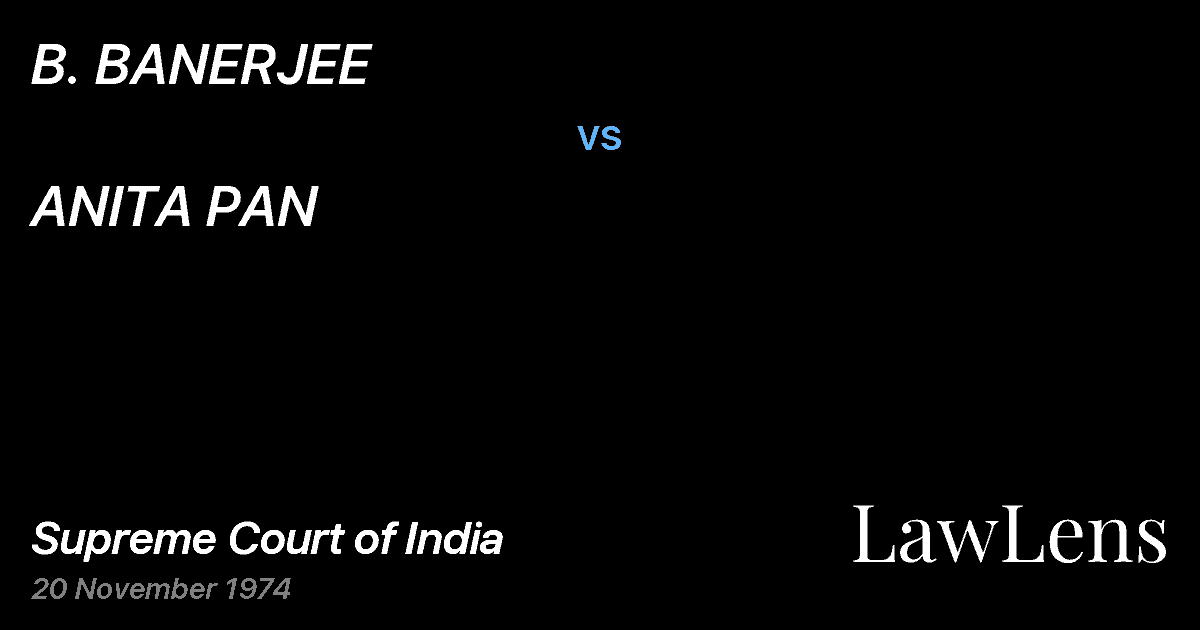 Preview image for B. BANERJEE vs. ANITA PAN