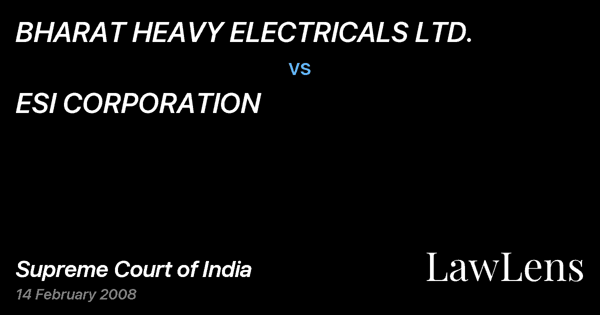 Preview image for BHARAT HEAVY ELECTRICALS LTD. vs. ESI CORPORATION