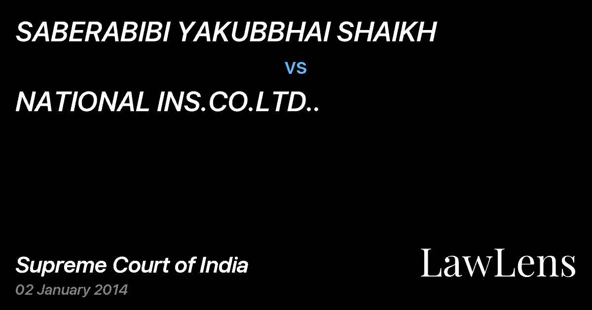 Preview image for SABERABIBI YAKUBBHAI SHAIKH vs. NATIONAL INS.CO.LTD..