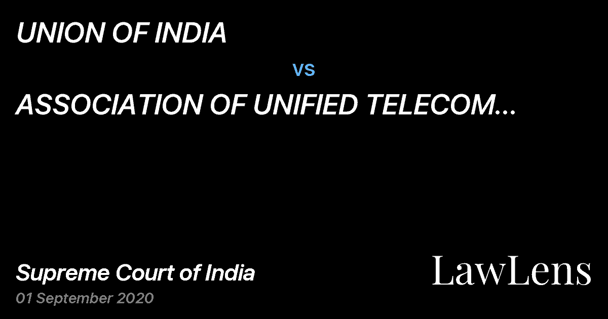 Preview image for UNION OF INDIA vs. ASSOCIATION OF UNIFIED TELECOM SERVICE PROVIDERS OF INDIA