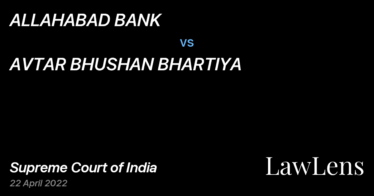 Preview image for ALLAHABAD BANK vs. AVTAR BHUSHAN BHARTIYA