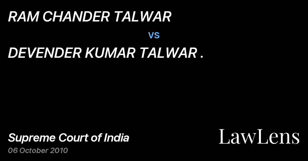 Preview image for RAM CHANDER TALWAR vs. DEVENDER KUMAR TALWAR .