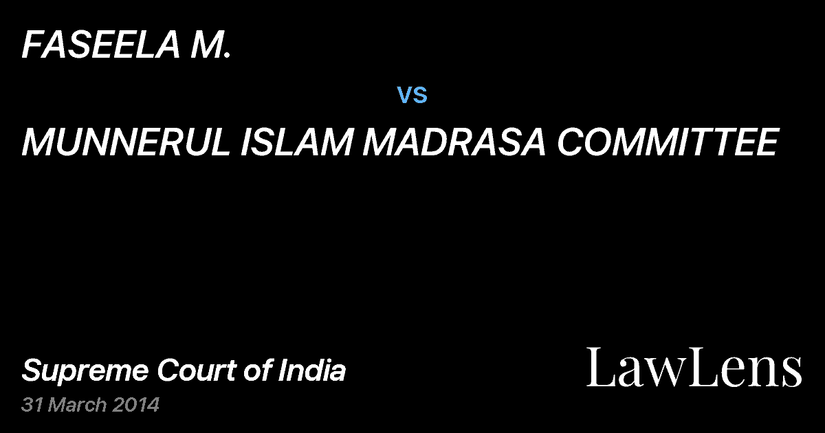 Preview image for FASEELA M. vs. MUNNERUL ISLAM MADRASA COMMITTEE