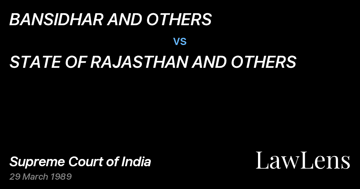 Preview image for BANSIDHAR AND OTHERS vs. STATE OF RAJASTHAN AND OTHERS