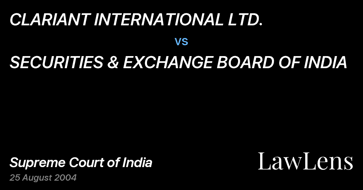 Preview image for CLARIANT INTERNATIONAL LTD. vs. SECURITIES & EXCHANGE BOARD OF INDIA