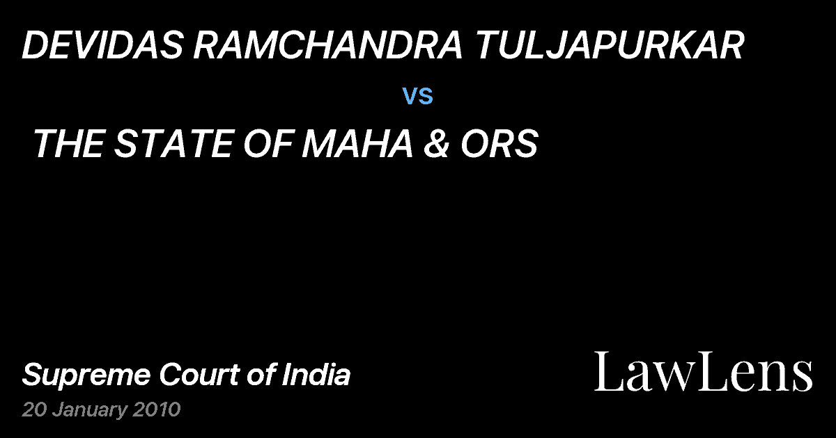 Preview image for DEVIDAS RAMCHANDRA TULJAPURKAR vs. THE STATE OF MAHA & ORS