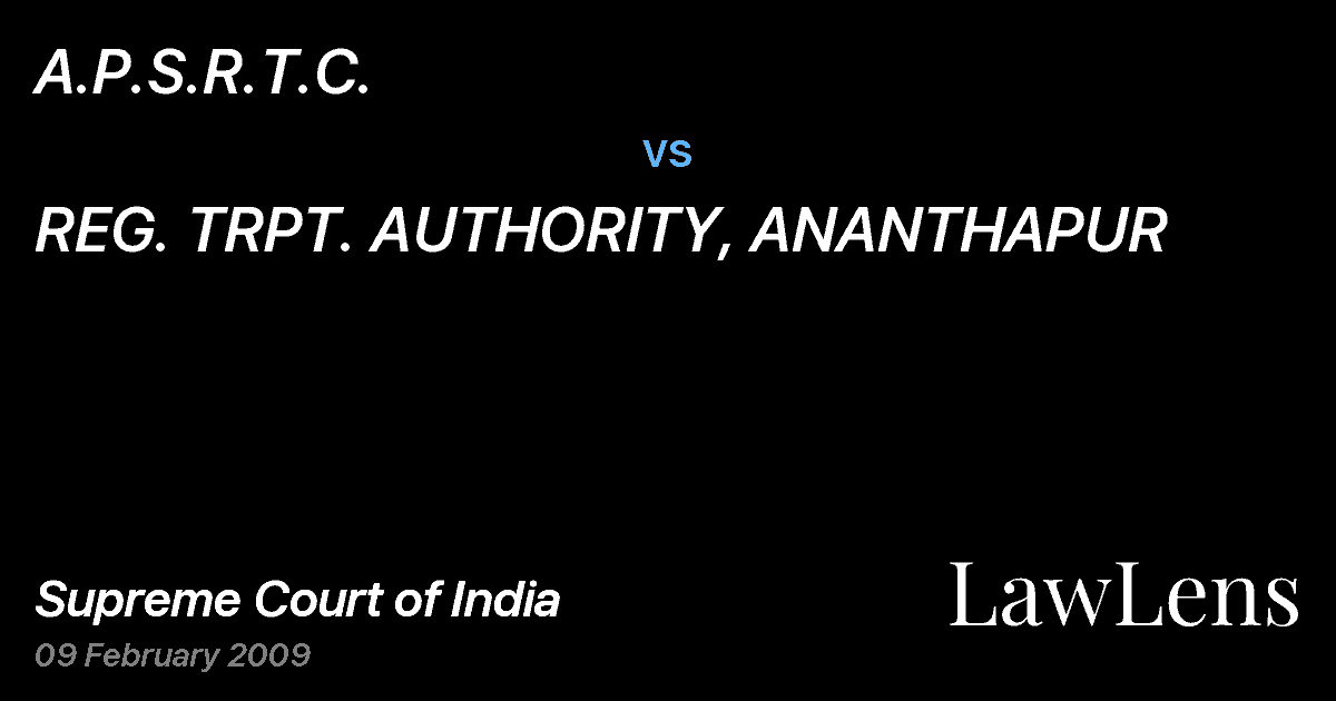 Preview image for A.P.S.R.T.C. vs. REG. TRPT. AUTHORITY, ANANTHAPUR