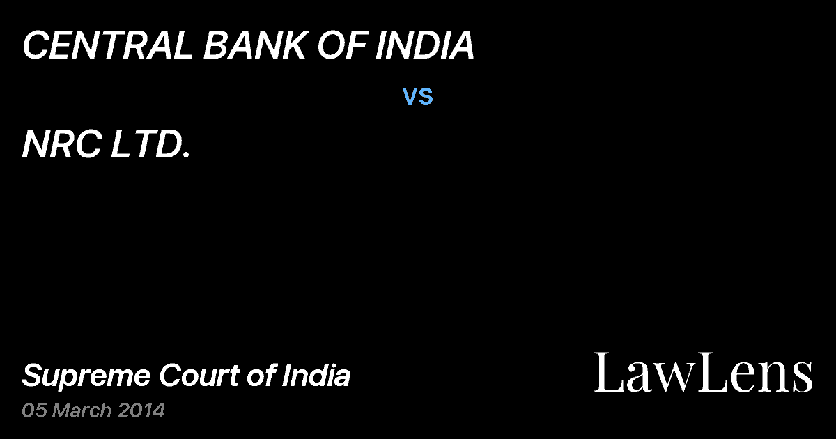 Preview image for CENTRAL BANK OF INDIA vs. NRC LTD.
