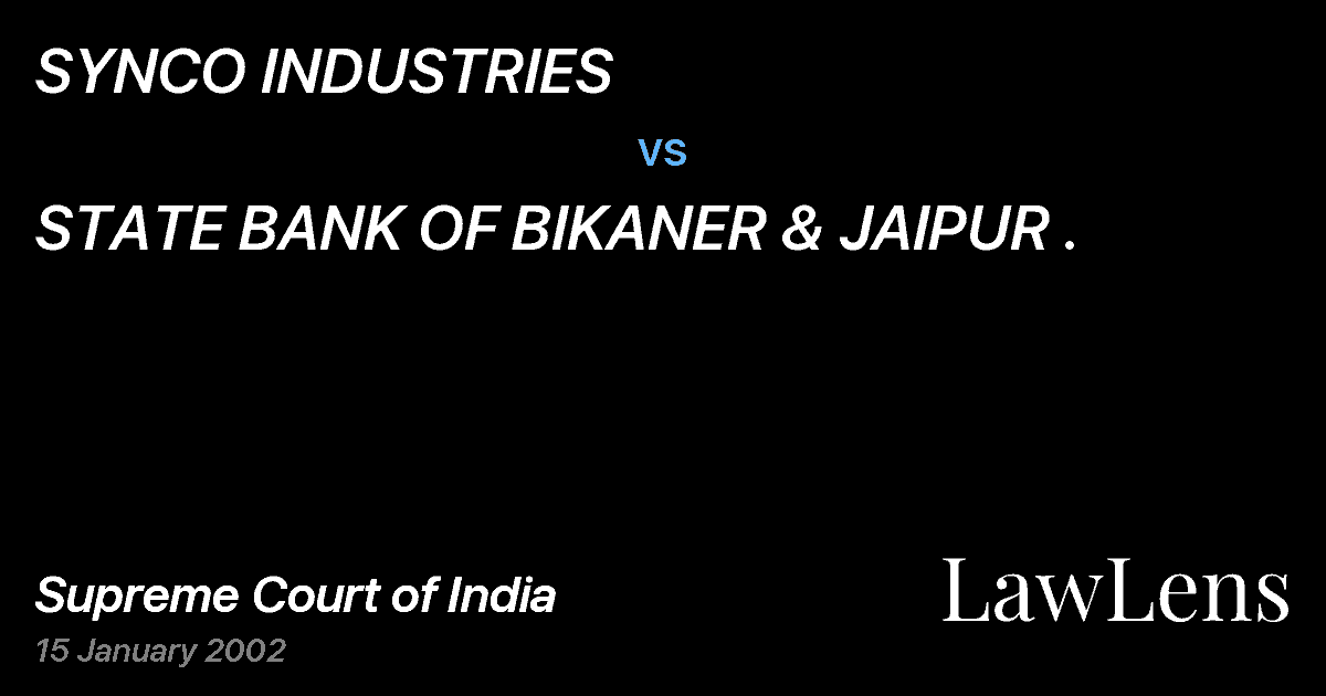 Preview image for SYNCO INDUSTRIES vs. STATE BANK OF BIKANER & JAIPUR .