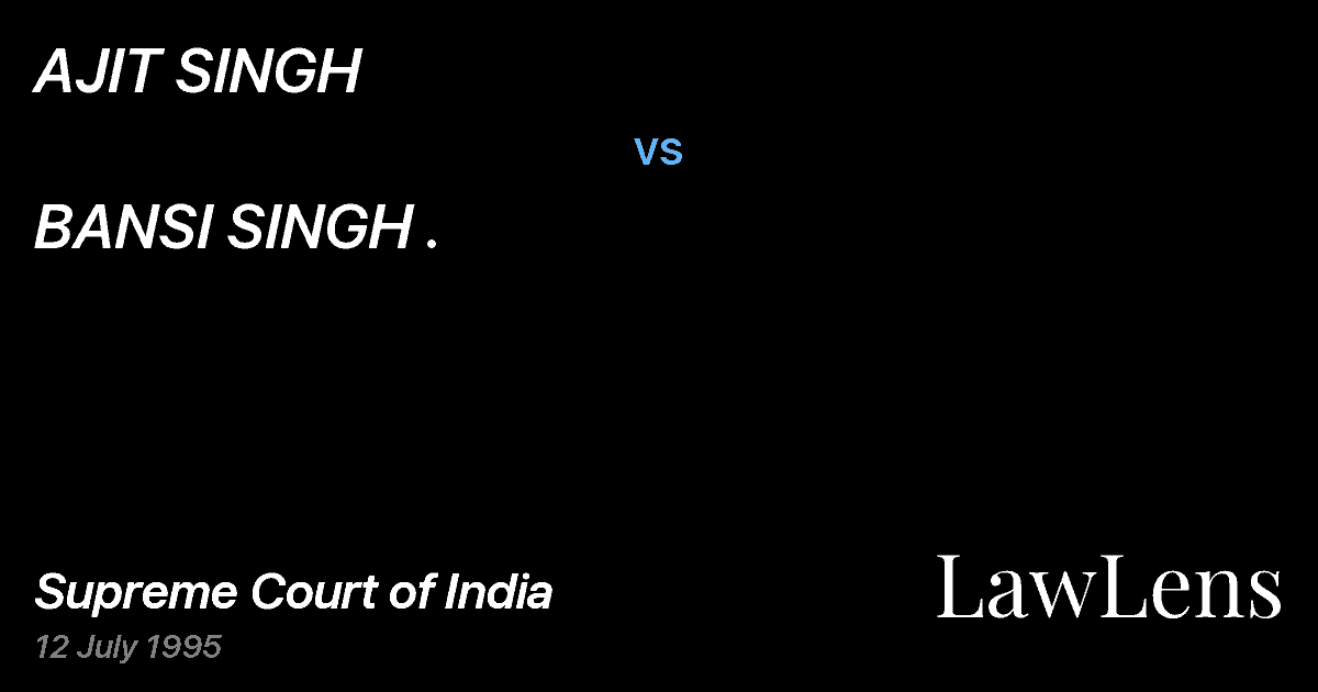 Preview image for AJIT SINGH vs. BANSI SINGH .