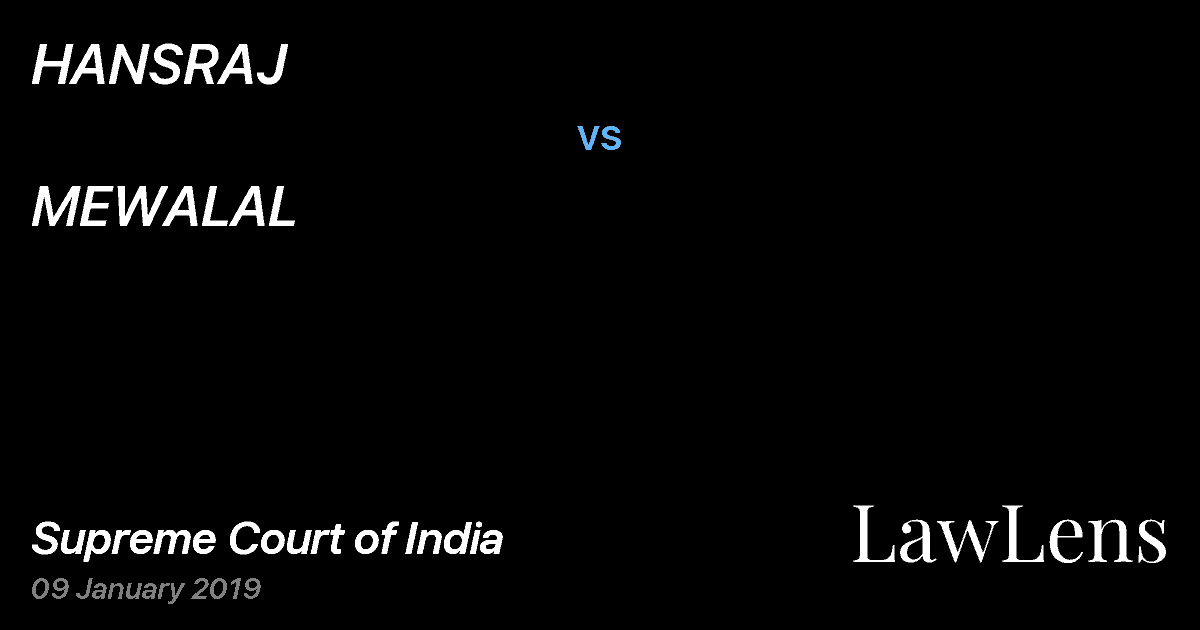 Preview image for HANSRAJ vs. MEWALAL