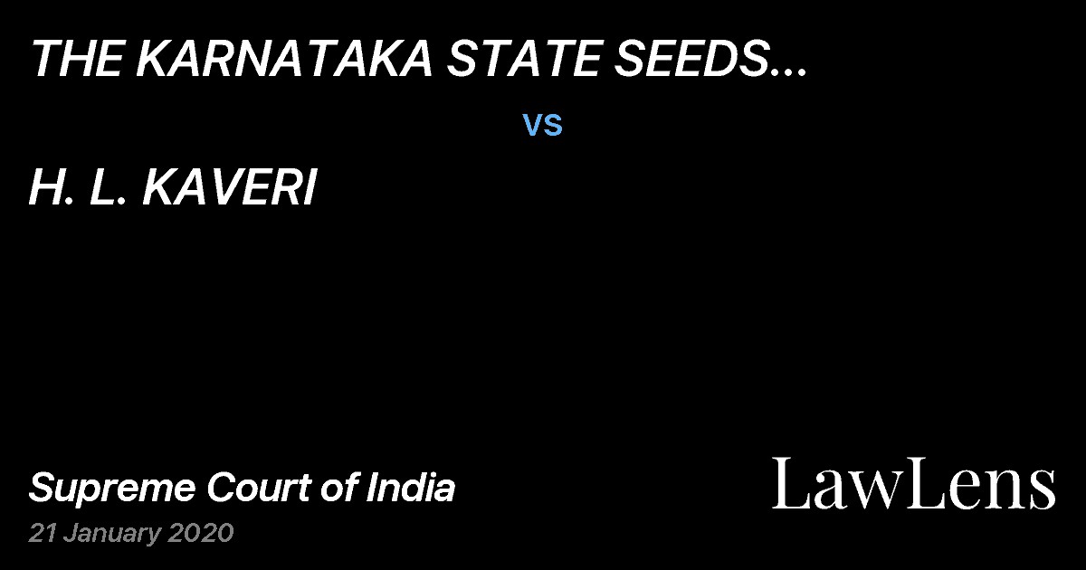 Preview image for THE KARNATAKA STATE SEEDS DEVELOPMENT CORPORATION LIMITED vs. H. L. KAVERI