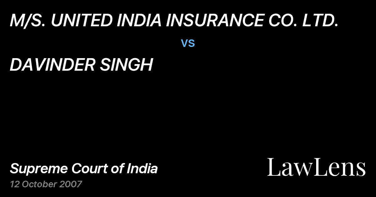 Preview image for M/S. UNITED INDIA INSURANCE CO. LTD. vs. DAVINDER SINGH