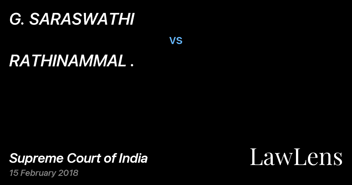 Preview image for G. SARASWATHI vs. RATHINAMMAL .