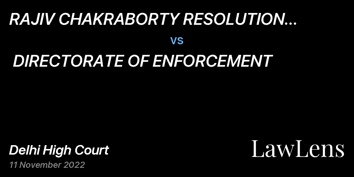 Preview image for RAJIV CHAKRABORTY RESOLUTION PROFESSIONAL OF EIEL  vs.  DIRECTORATE OF ENFORCEMENT
