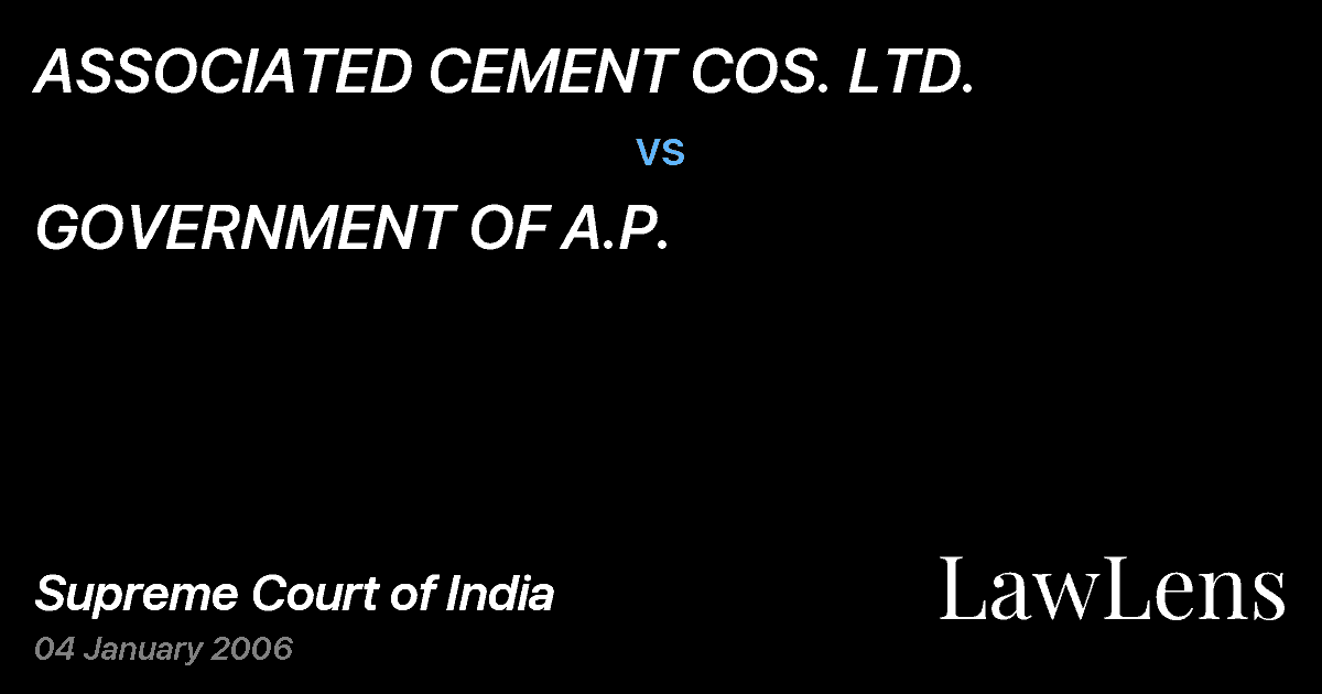 Preview image for ASSOCIATED CEMENT COS. LTD. vs. GOVERNMENT OF A.P.