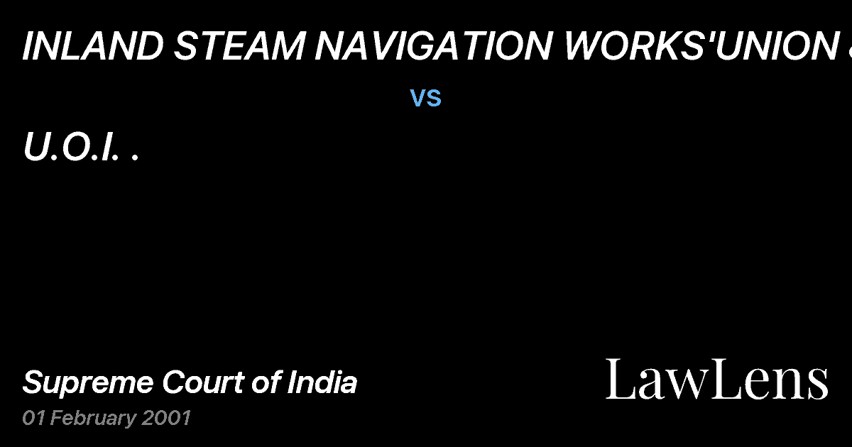 Preview image for INLAND STEAM NAVIGATION WORKS'UNION &ANR vs. U.O.I. .