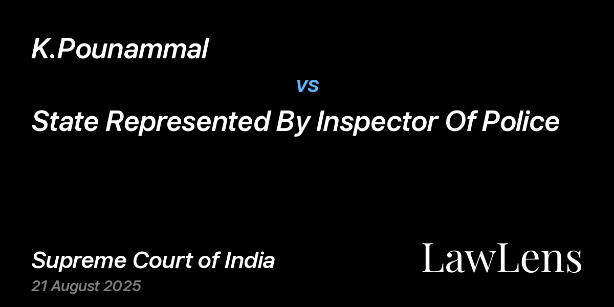 Preview image for K.POUNAMMAL vs. STATE REPRESENTED BY INSPECTOR OF POLICE