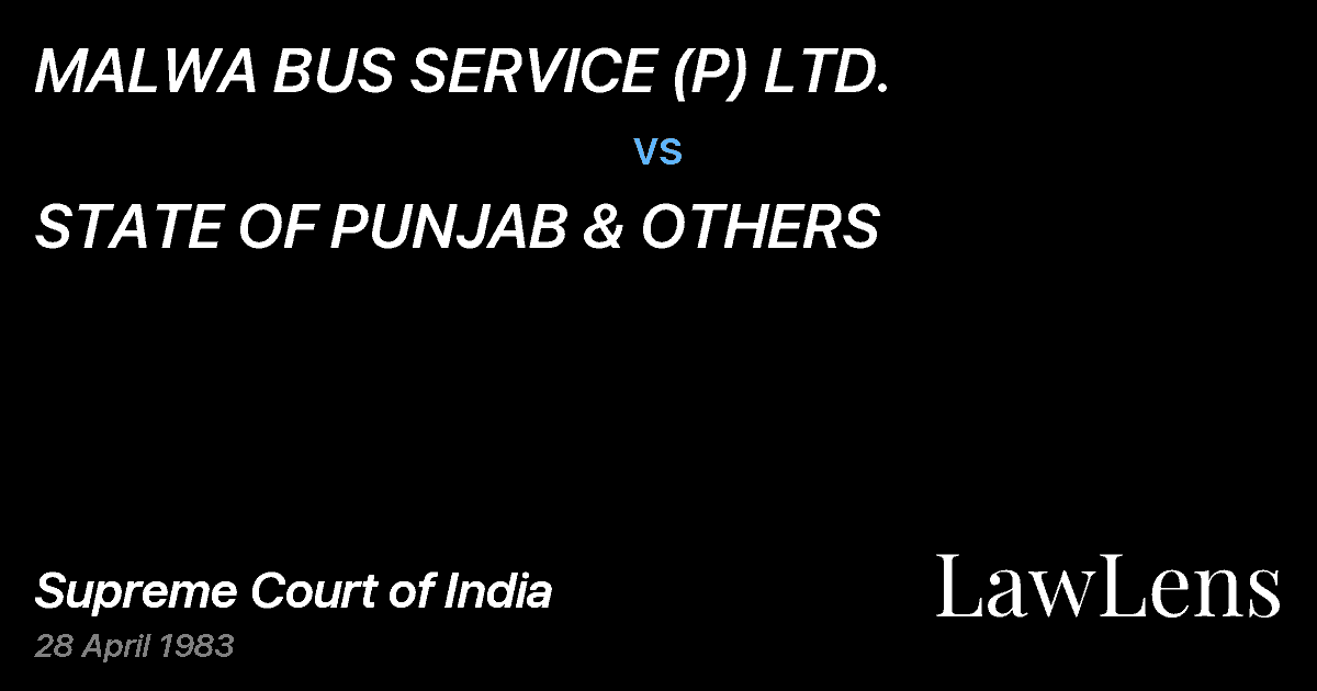 Preview image for MALWA BUS SERVICE (P) LTD. vs. STATE OF PUNJAB & OTHERS