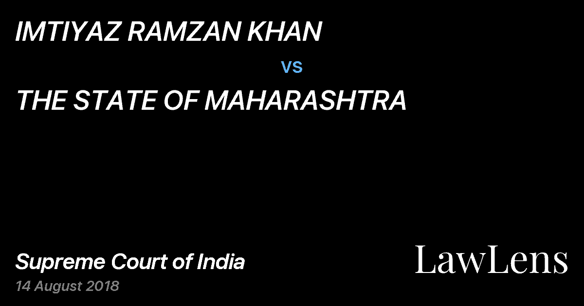 Preview image for IMTIYAZ RAMZAN KHAN vs. THE STATE OF MAHARASHTRA