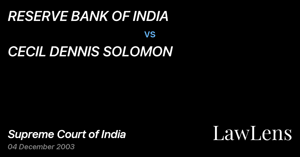 Preview image for RESERVE BANK OF INDIA vs. CECIL DENNIS SOLOMON