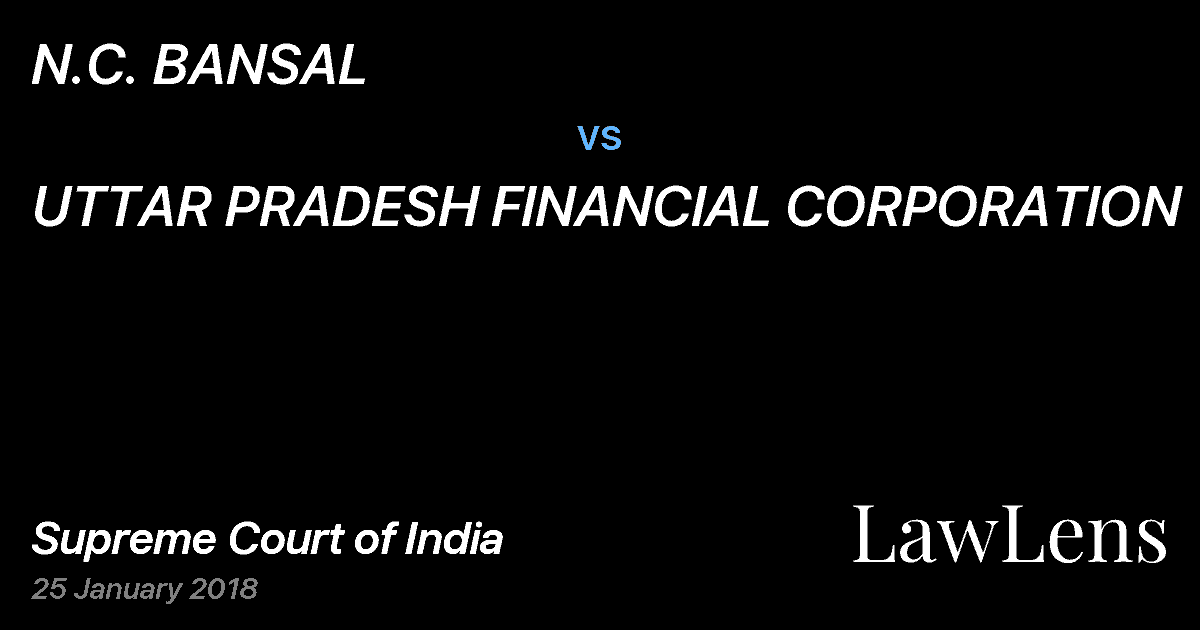 Preview image for N.C. BANSAL vs. UTTAR PRADESH FINANCIAL CORPORATION