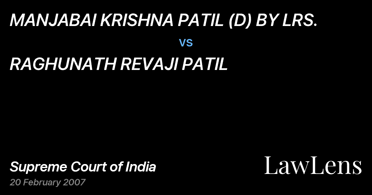 Preview image for MANJABAI KRISHNA PATIL (D) BY LRS. vs. RAGHUNATH REVAJI PATIL