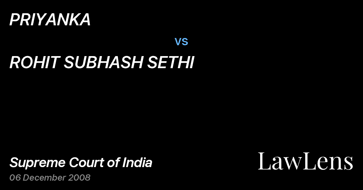 Preview image for PRIYANKA vs. ROHIT SUBHASH SETHI
