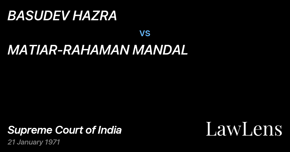 Preview image for BASUDEV HAZRA vs. MATIAR-RAHAMAN MANDAL