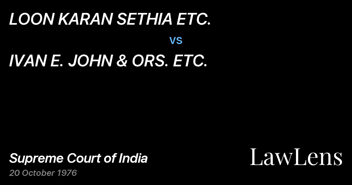 Preview image for LOON KARAN SETHIA ETC. vs. IVAN E. JOHN & ORS. ETC.
