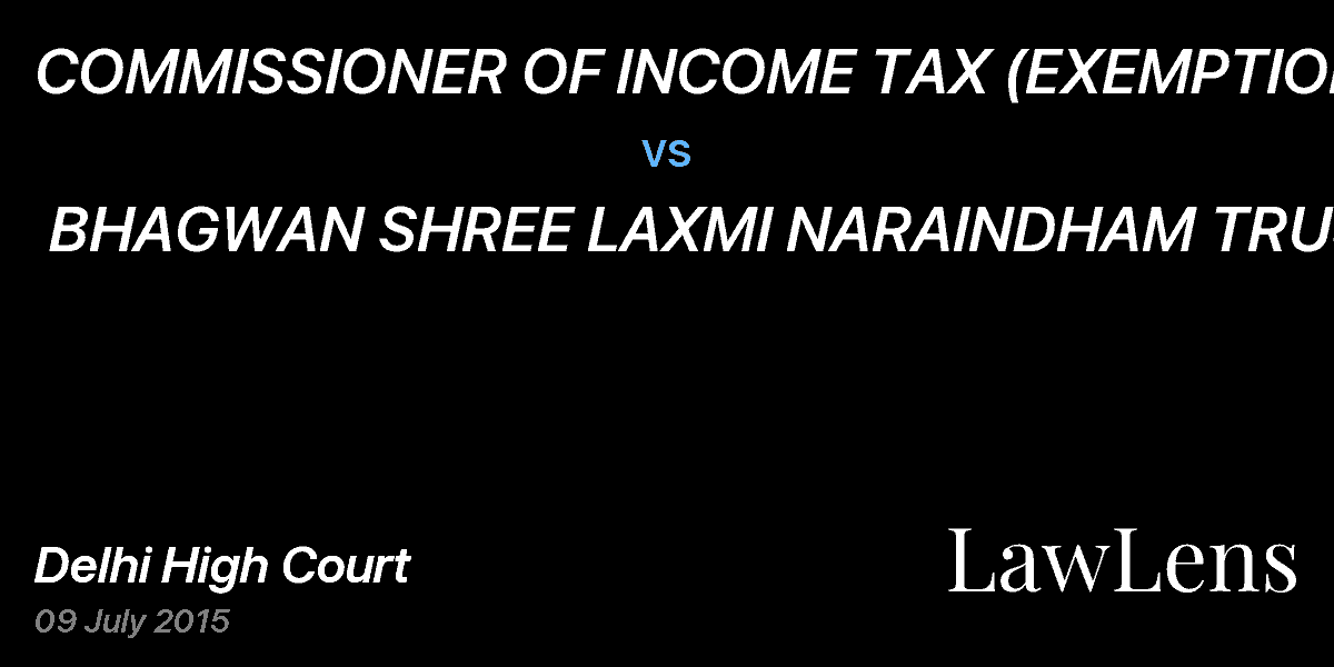 Preview image for COMMISSIONER OF INCOME TAX (EXEMPTION)  vs.  BHAGWAN SHREE LAXMI NARAINDHAM TRUST