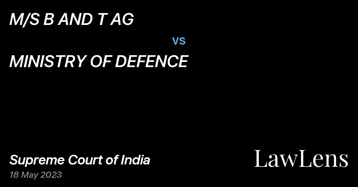 Preview image for M/S B AND T AG vs. MINISTRY OF DEFENCE