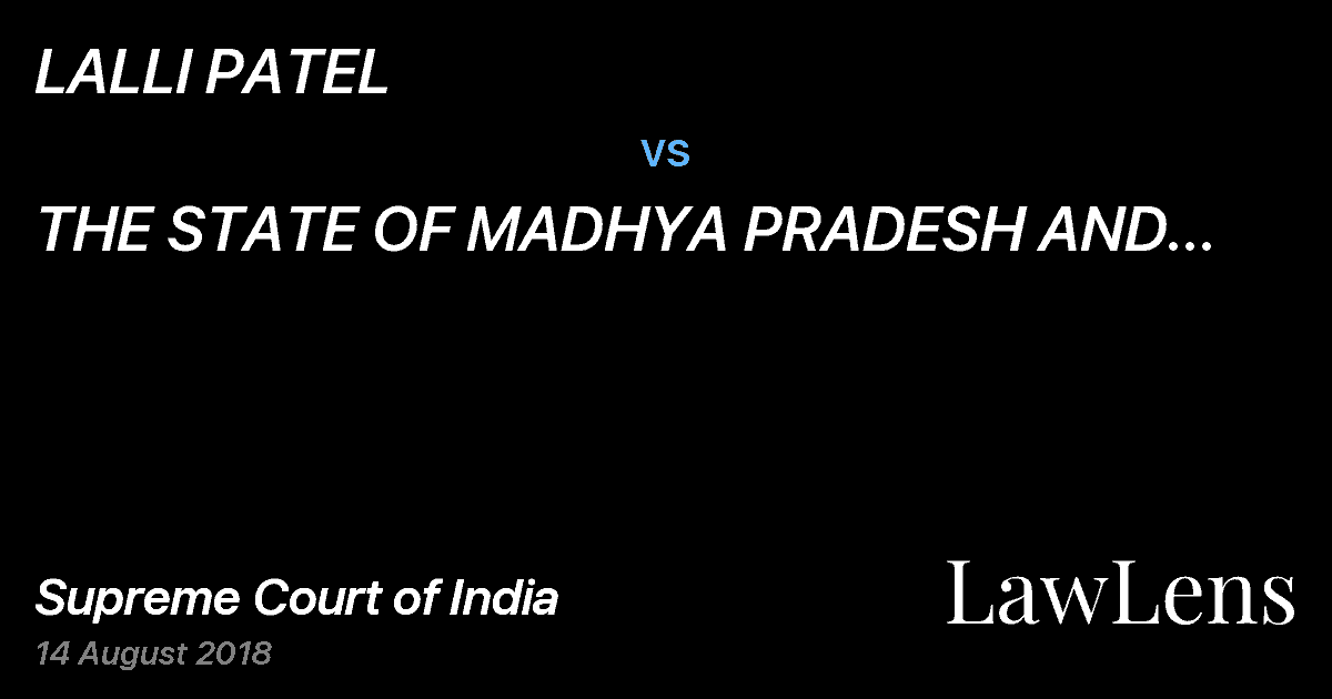 Preview image for LALLI PATEL vs. THE STATE OF MADHYA PRADESH AND ORS. PANCHAYAT AND RURAL DEVELOPMENT DEPARTMENT MANTRALAYA VALLABH B