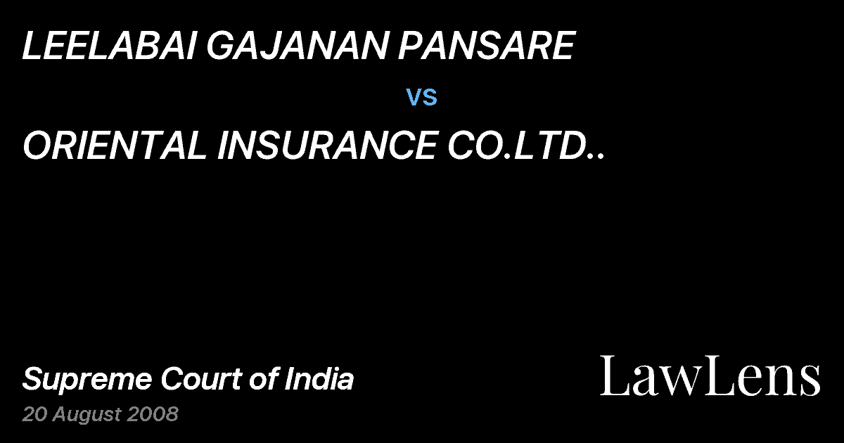 Preview image for LEELABAI GAJANAN PANSARE vs. ORIENTAL INSURANCE CO.LTD..