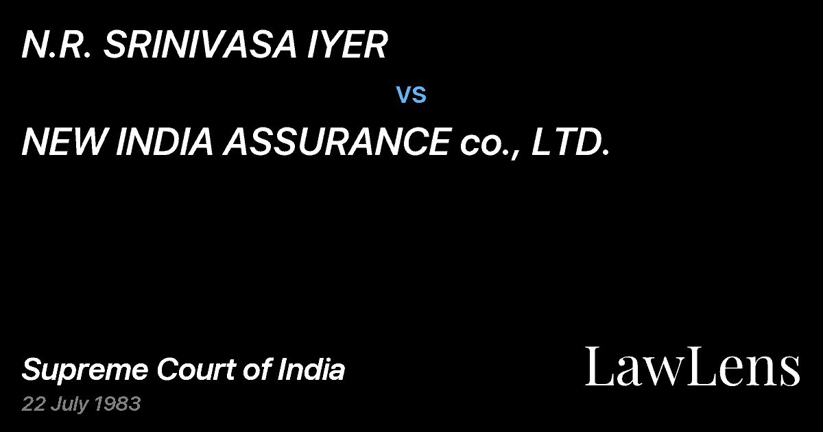Preview image for N.R. SRINIVASA IYER vs. NEW INDIA ASSURANCE co., LTD.