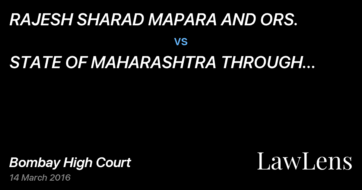 Preview image for RAJESH SHARAD MAPARA AND ORS. vs. STATE OF MAHARASHTRA THROUGH SECRETARY, RUBAN DEVELOPMENT DEPT. AND ORS.