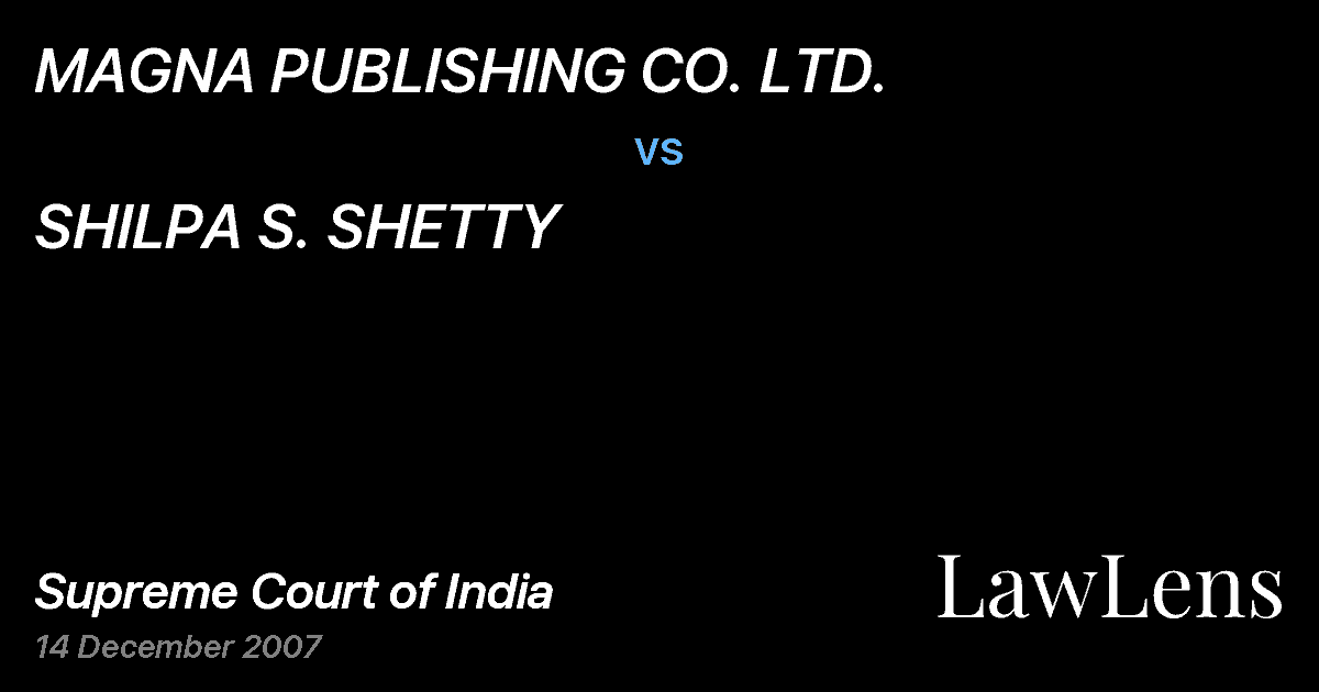 Preview image for MAGNA PUBLISHING CO. LTD. vs. SHILPA S. SHETTY