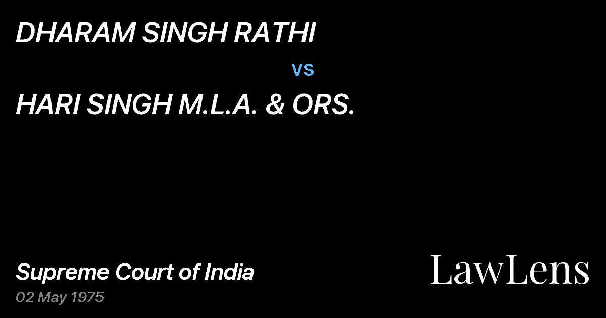 Preview image for DHARAM SINGH RATHI vs. HARI SINGH M.L.A. & ORS.