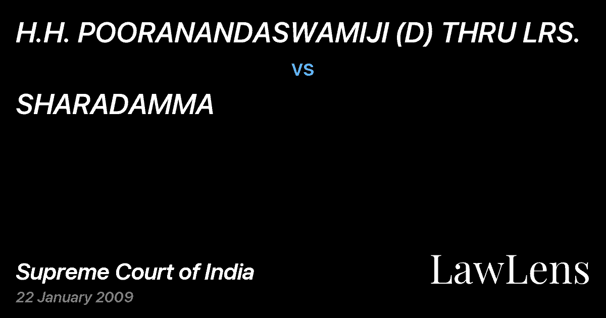 Preview image for H.H. POORANANDASWAMIJI (D) THRU LRS. vs. SHARADAMMA