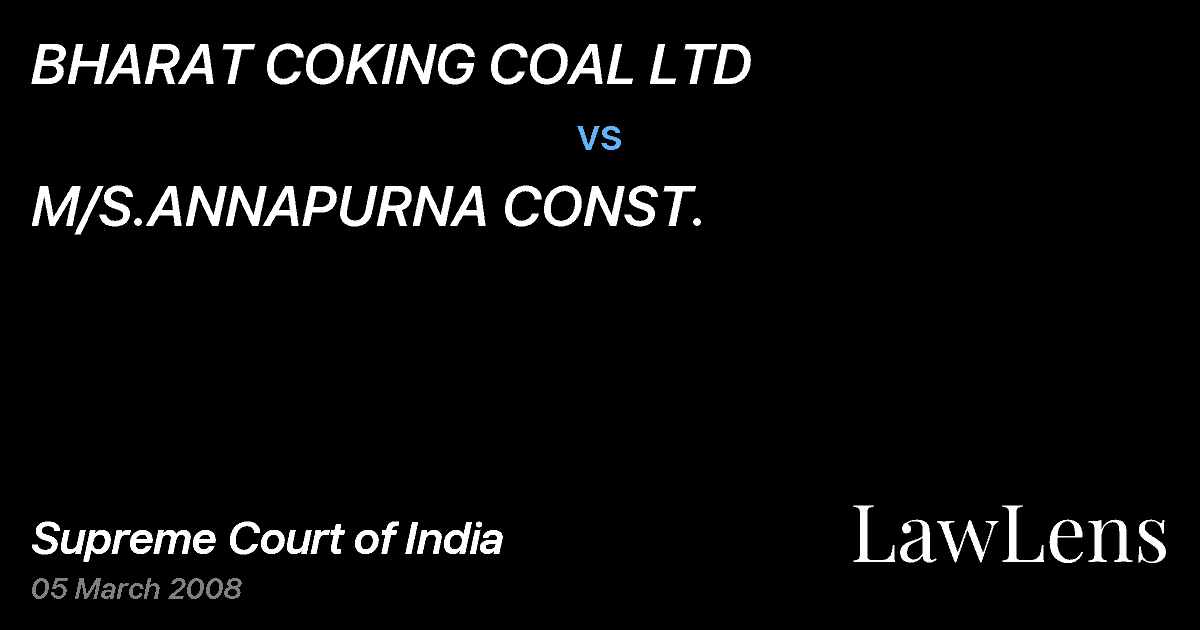 Preview image for BHARAT COKING COAL LTD vs. M/S.ANNAPURNA CONST.