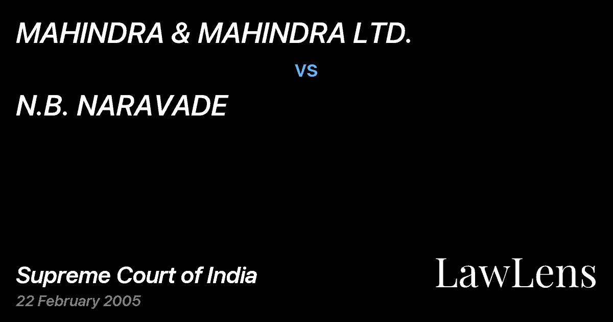 Preview image for MAHINDRA & MAHINDRA LTD. vs. N.B. NARAVADE