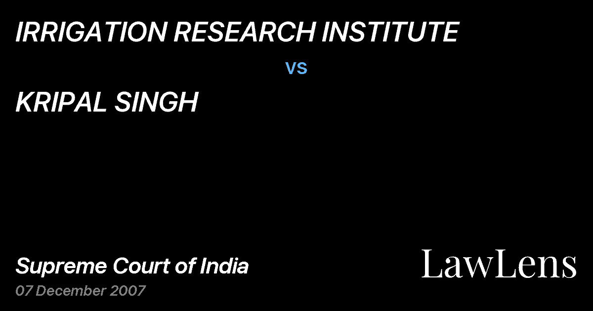 Preview image for IRRIGATION RESEARCH INSTITUTE vs. KRIPAL SINGH