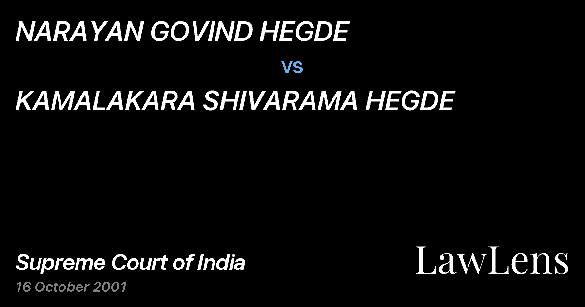 Preview image for NARAYAN GOVIND HEGDE vs. KAMALAKARA SHIVARAMA HEGDE