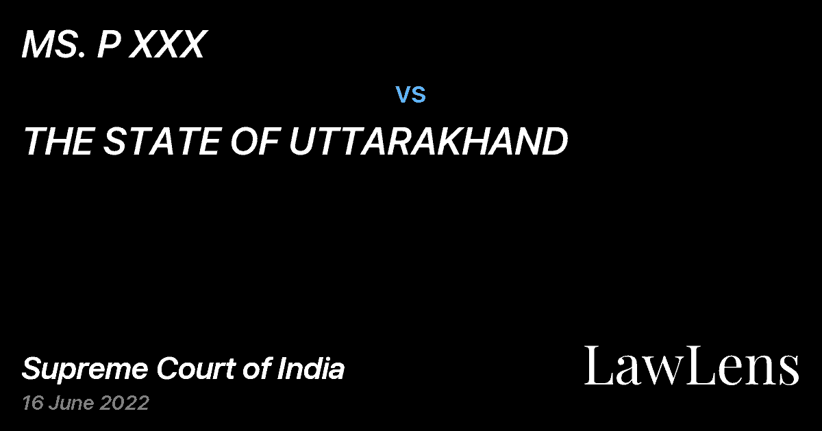Preview image for MS. P XXX vs. THE STATE OF UTTARAKHAND