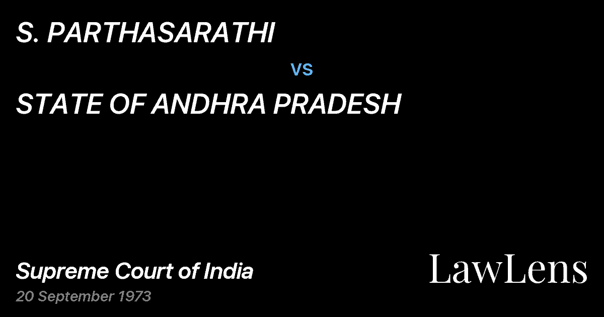 Preview image for S. PARTHASARATHI vs. STATE OF ANDHRA PRADESH
